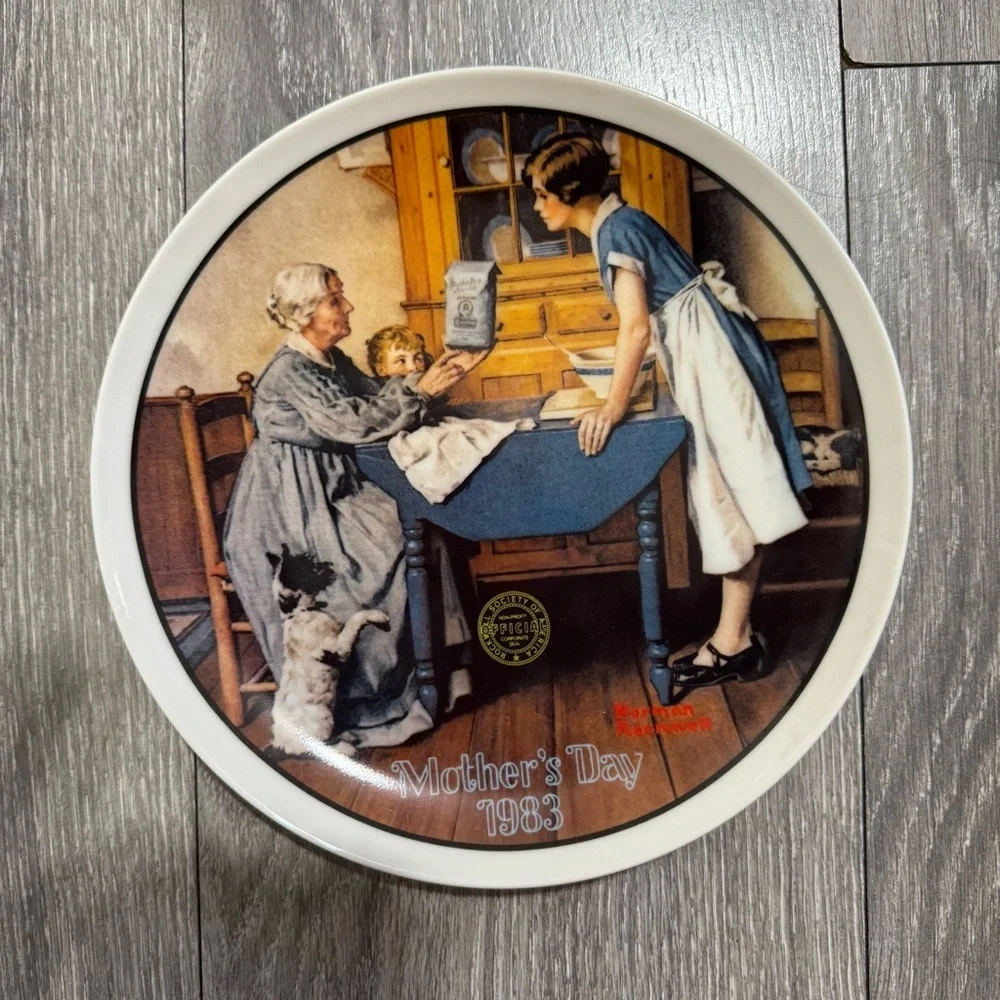 Norman Rockwell Mother's Day 1983 Vintage Plate‎ Add Two Cups and a Measure Love